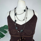 Y2K Black Beaded Chain Necklace