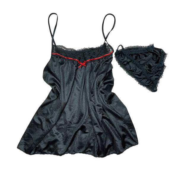 Black Vintage Deadstock Satin Lingerie Set BNWT