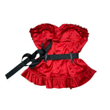 Red Satin Strapless Corset