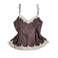 Brown Y2K Silk Cami Top