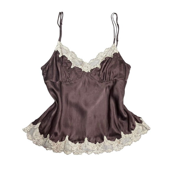 Brown Y2K Silk Cami Top