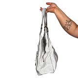 Y2K White Leather Shoulder Bag
