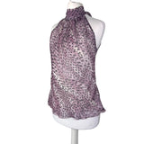 Lilac Y2K Animal Print Mesh Halter Neck Top