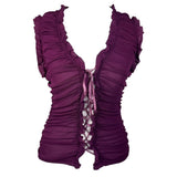 Y2K Mesh Corset Style Lace Up Top