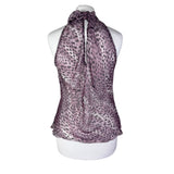 Lilac Y2K Animal Print Mesh Halter Neck Top