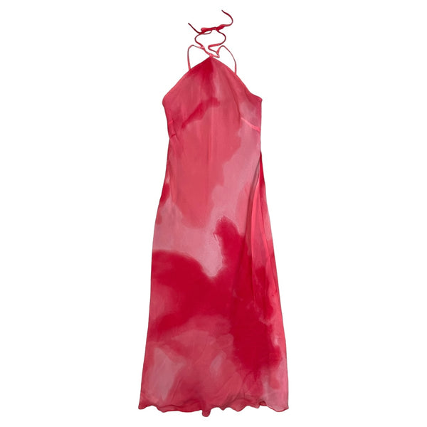 Vintage Ombre Mesh Maxi Halter Neck Dress