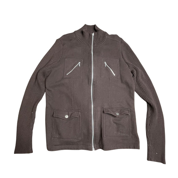 Brown Knit Zip Up