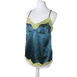 Blue Polka Dot Y2K Satin Cami