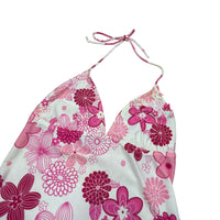 Pink Floral Halter Neck Swim Top