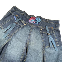 Y2K Pleated Midi/Maxi Denim Skirt
