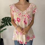 Vintage Floral Cream Top