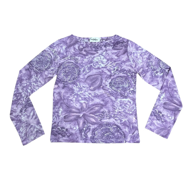 Y2K Purple Mesh Graphic Top