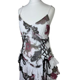 Vintage Lace Up Ruffle Dress