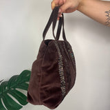 Brown Y2K Velour Sequin Beaded Bag