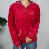 Y2K Red Velour Pineapple Zip Up