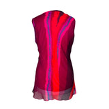 Red Abstract Print Y2K Mesh Top