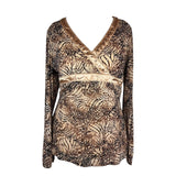 Y2K Tan Printed Long Sleeve Top