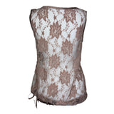 Brown Lace Tie Waist Top