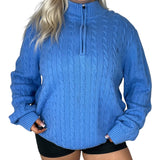 Blue Knitted 1/4 Zip Jumper