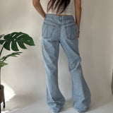 Y2K Pink Embroidered Flared Denim Jeans