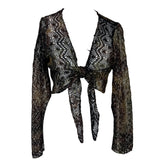 Sparkly Brown Vintage Crochet Cardigan