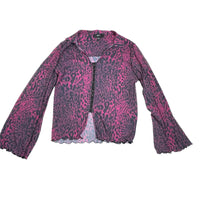 Pink Animal Print Mesh Blouse