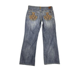 Y2K Gold Embroidered Jeans