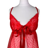 Red Love Heart Mesh Baby Doll Cami