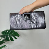 Purple Snake Print Lipsy Clutch Bag