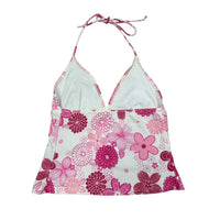 Pink Floral Halter Neck Swim Top