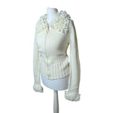 Cream Y2K Zip Up Cardigan