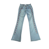 Y2K Floral Embroidered Flare Denim Jeans