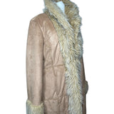Y2K Tan Faux Fur Afghan Coat