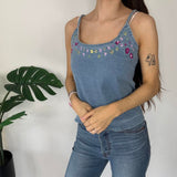 Y2K Denim Embroidered Cami