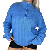 Blue Knitted 1/4 Zip Jumper