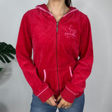 Y2K Red Velour Pineapple Zip Up