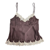 Brown Y2K Silk Cami Top