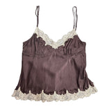 Brown Y2K Silk Cami Top