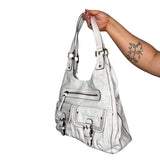 Y2K White Leather Shoulder Bag