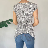 Y2K Short Sleeve Tie Back Top
