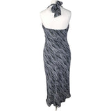 Vintage Zebra Mesh Maxi Halter Neck Dress