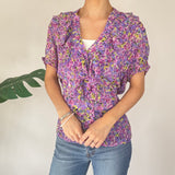Floral Lilac Y2K Mesh Top