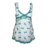 Polka Dot Bow Cami Mesh Top