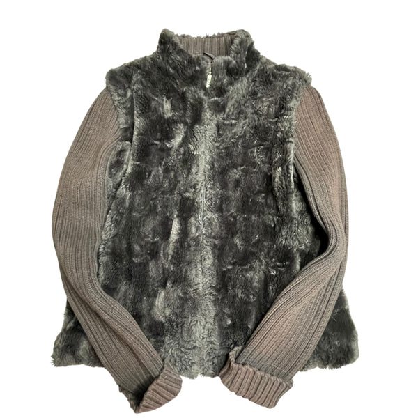 Brown Faux Fur Zip Up