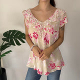 Vintage Floral Cream Top