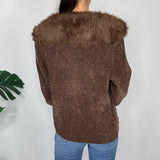 Y2K Knitted Faux Fur Cardigan