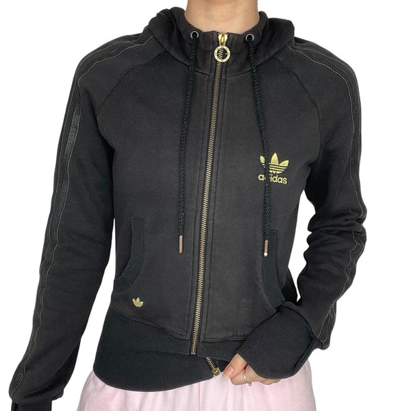 Vintage Black & Gold Adidas Zipper